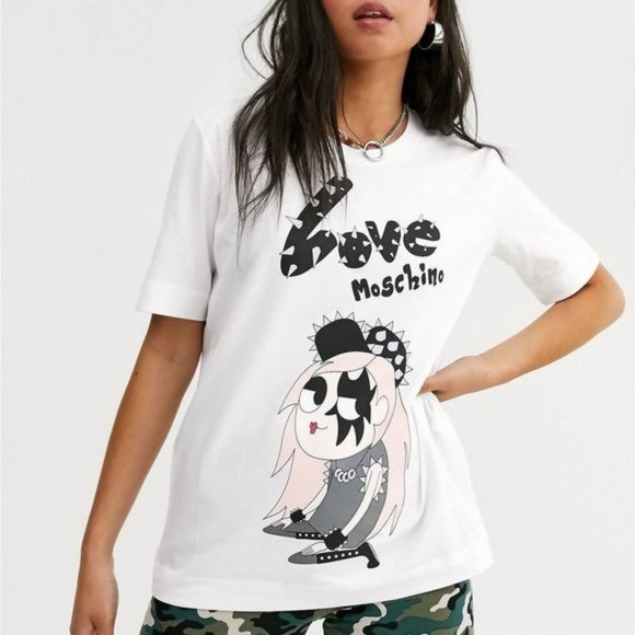 Love Moschino Tops - Love Moschino?punk girl print logo tshirt